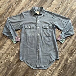 Vintage 70s JC Penney BIG MAC Hippie Paisley Chambray Selvedge Shirt
